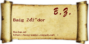 Baig Zádor névjegykártya